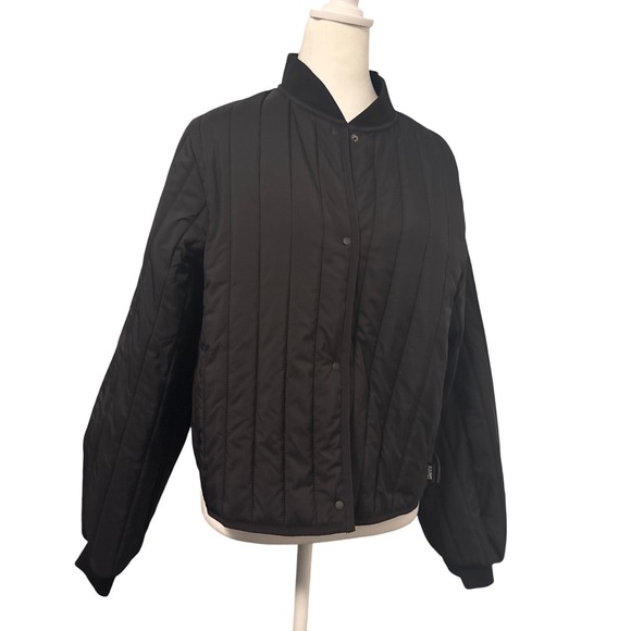Rains Jackets & Blazers - RAINS Banja Liner Bomber Jacket Black Quilted Padded Snap Front Women's Size M